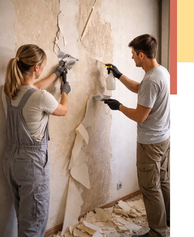 Снятие старых обоев в Кохме от 5454 руб. под ключ недорого | ОТДЕЛОЧНИК-Кхм