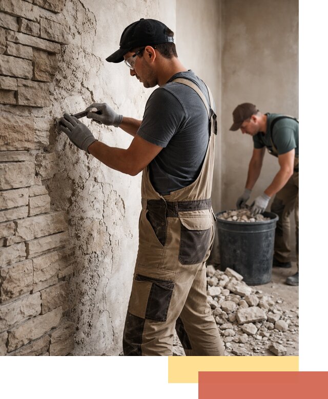 Демонтаж декоративного камня в Кохме профессионально и безопасно