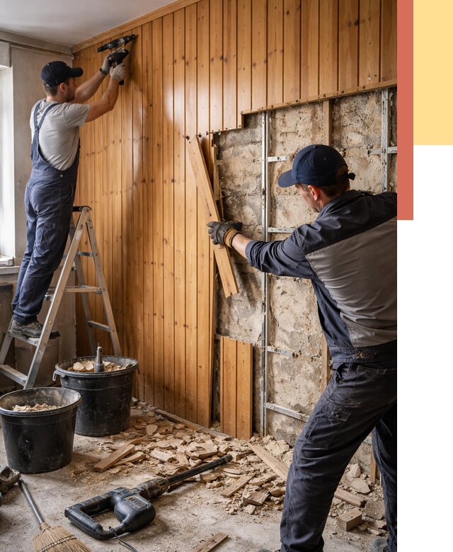 Демонтаж вагонки со стен в Кохме от 1506 руб. — снятие, удаление, срочно | ОТДЕЛОЧНИК-Кхм