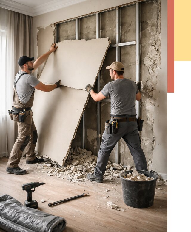 Демонтаж гипсокартона со стен в Кохме от 364 руб. — услуги демонтажа | ОТДЕЛОЧНИК-Кхм