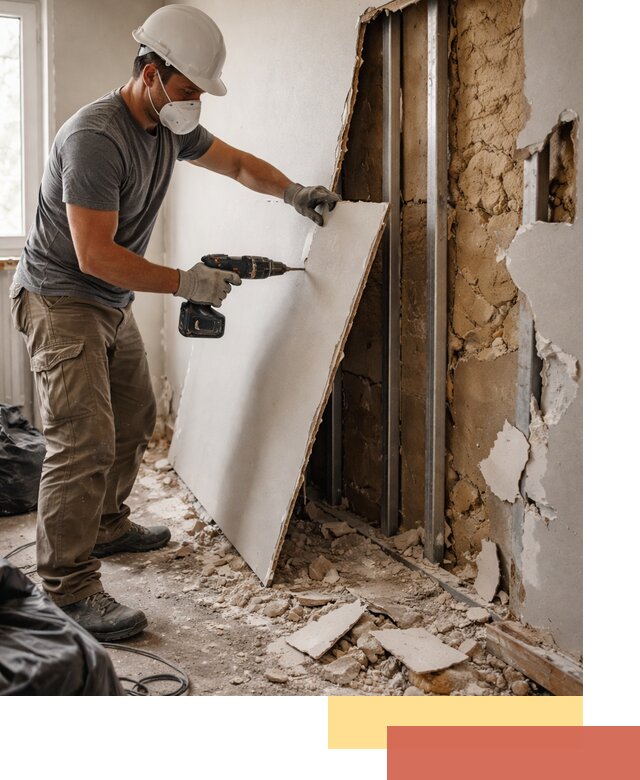 Демонтаж гипсокартона со стен в Кохме качественно и быстро