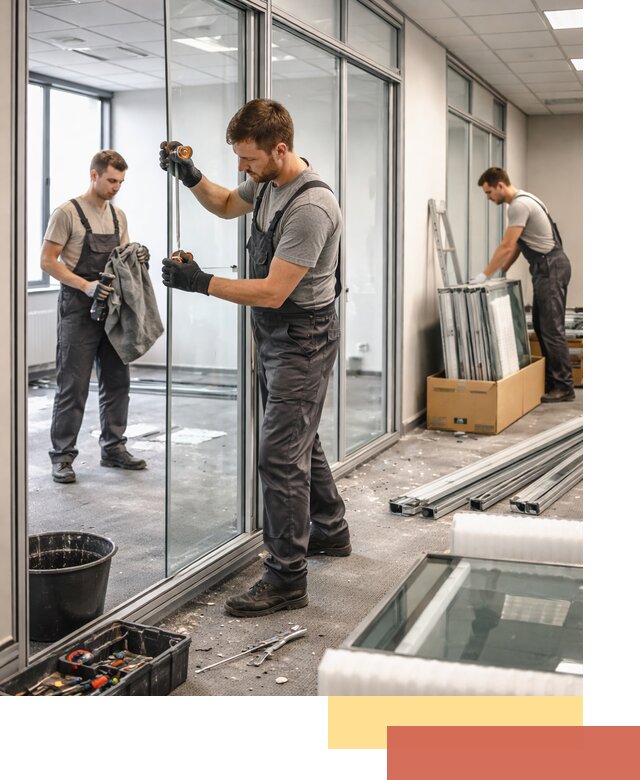 Демонтаж стеклянных перегородок в Кохме быстро и безопасно