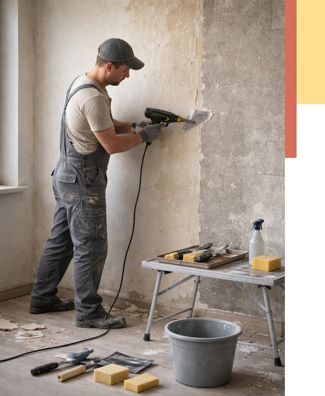 Очистка стен от клея в Кохме от 1922 руб. — снятие и удаление клея со стен | ОТДЕЛОЧНИК-Кхм