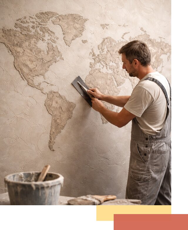 Декоративная штукатурка «Карта мира» под ключ в Кохме