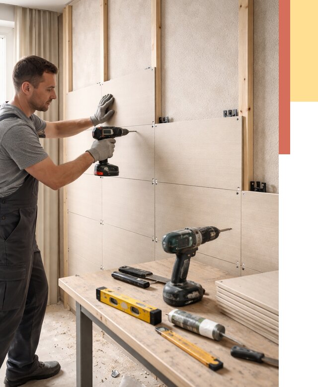 Монтаж МДФ панелей на стены в Кохме от 1299 руб. под ключ | ОТДЕЛОЧНИК-Кхм