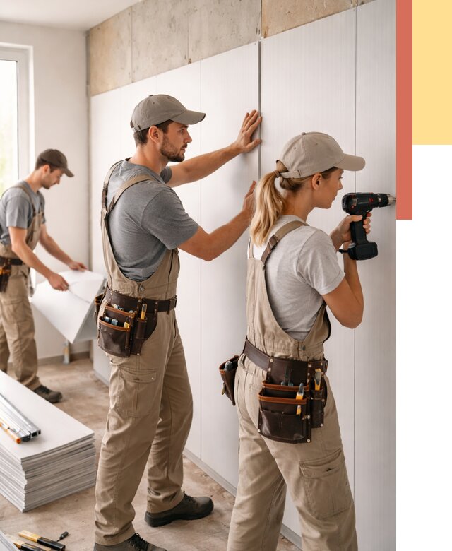 Монтаж ПВХ панелей на стены в Кохме от 467 руб/м2 — быстро и недорого | ОТДЕЛОЧНИК-Кхм