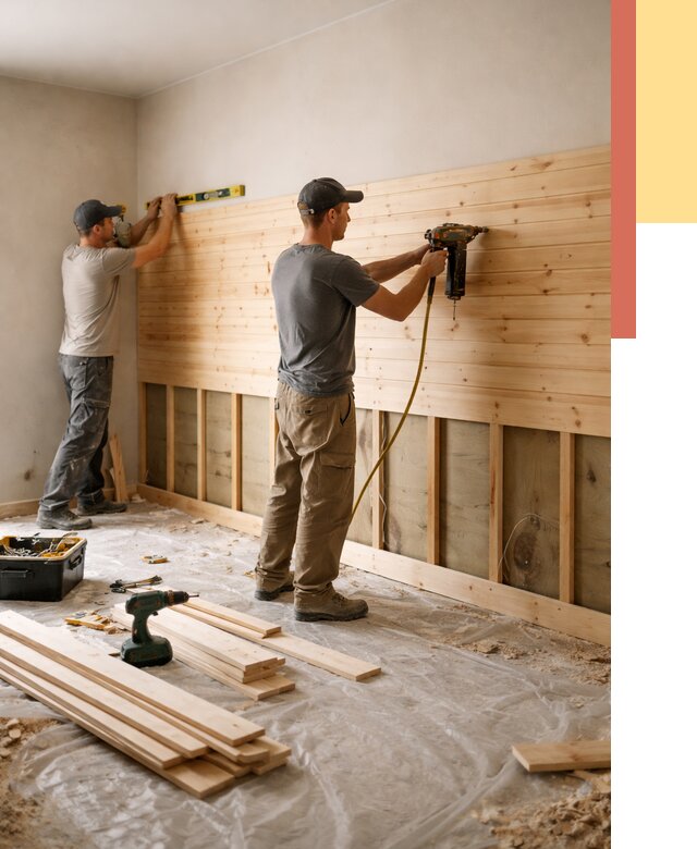 Монтаж деревянной вагонки на стены в Кохме от 7791 руб. | Услуги монтажа вагонки | ОТДЕЛОЧНИК-Кхм