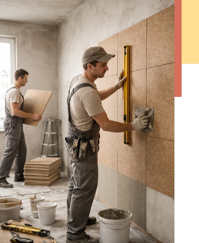 Монтаж пробковых панелей на стены в Кохме от 3636 руб. — ОТДЕЛОЧНИК-Кхм