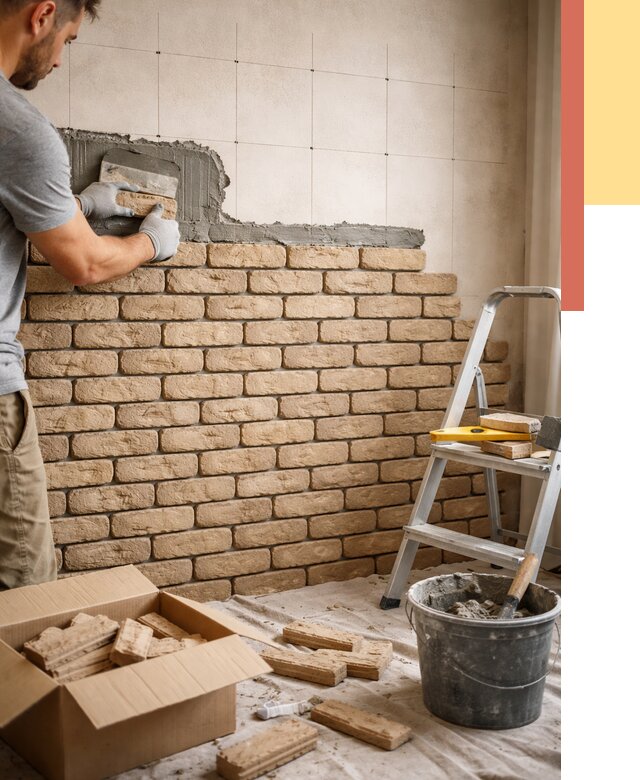Монтаж декоративного кирпича в Кохме от 3324 руб./м² — быстро и недорого | ОТДЕЛОЧНИК-Кхм