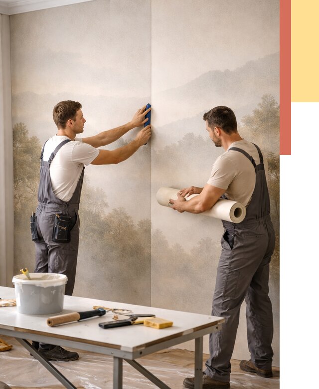 Поклейка фотообоев в Кохме от 8830 руб/м² — быстро и недорого | ОТДЕЛОЧНИК-Кхм