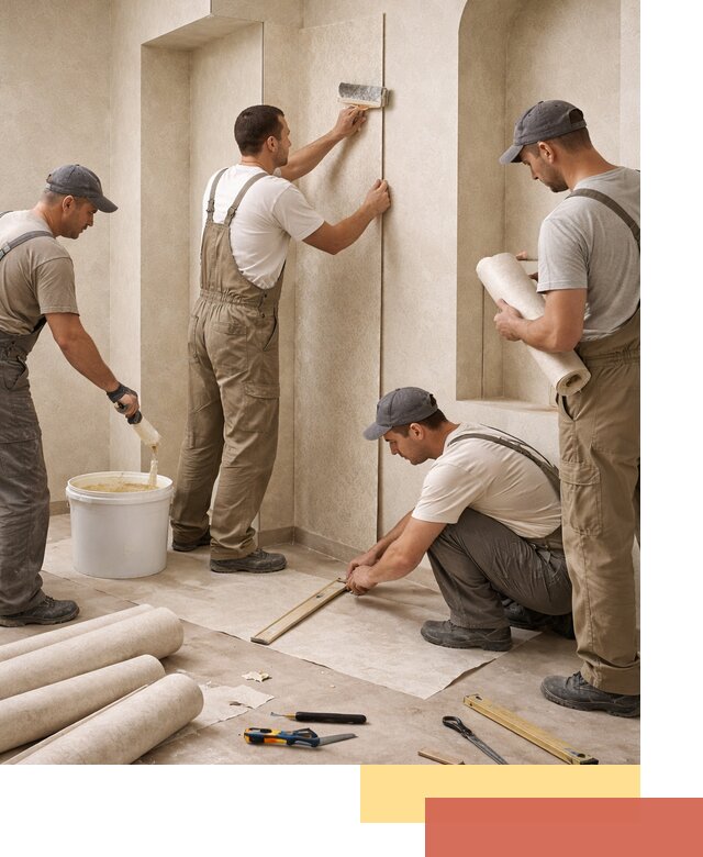 Поклейка обоев на сложные стены и неровные поверхности в Кохме