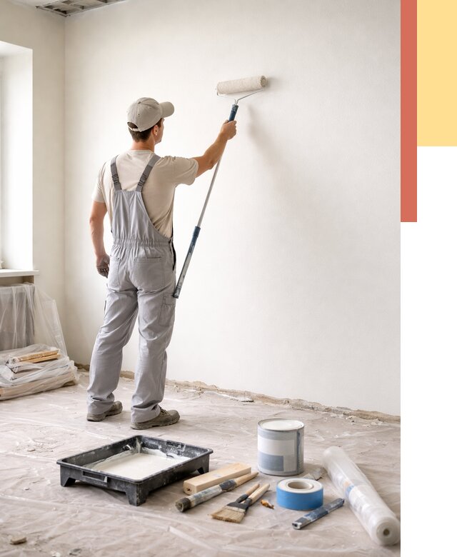 Покраска стен водоэмульсионной краской в Кохме от 467 руб. за м² | ОТДЕЛОЧНИК-Кхм