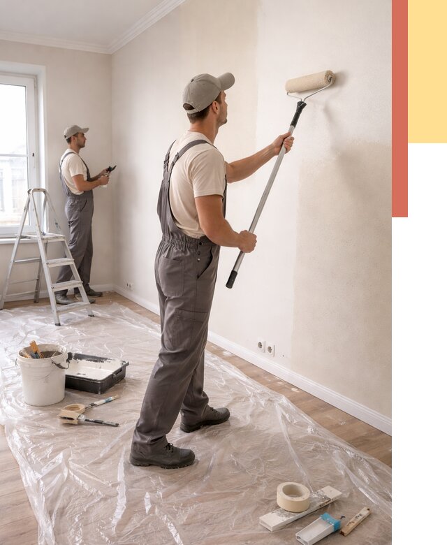 Покраска стен акриловой краской в Кохме от 3636 руб./м² — быстро и недорого | ОТДЕЛОЧНИК-Кхм