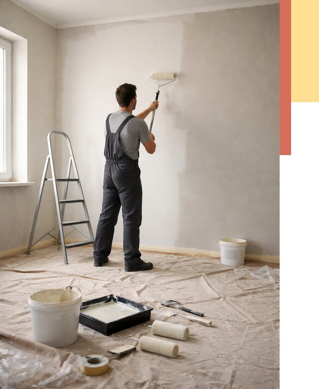 Покраска стен моющейся краской в Кохме от 364 руб./м² — быстро и недорого | ОТДЕЛОЧНИК-Кхм