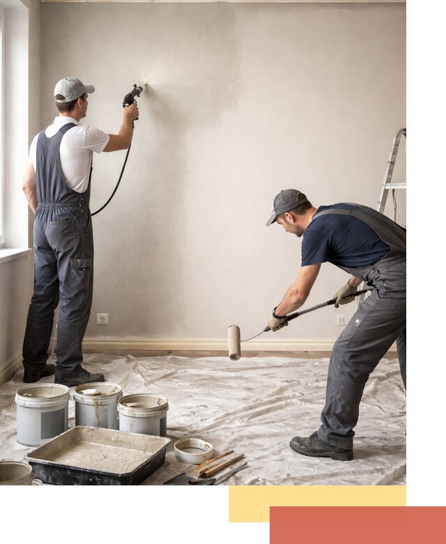 Покраска стен моющейся краской и защита поверхностей в Кохме