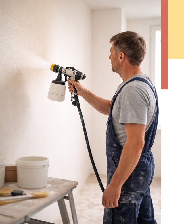 Покраска стен краскопультом в Кохме от 7791 руб. — механизированная покраска | ОТДЕЛОЧНИК-Кхм