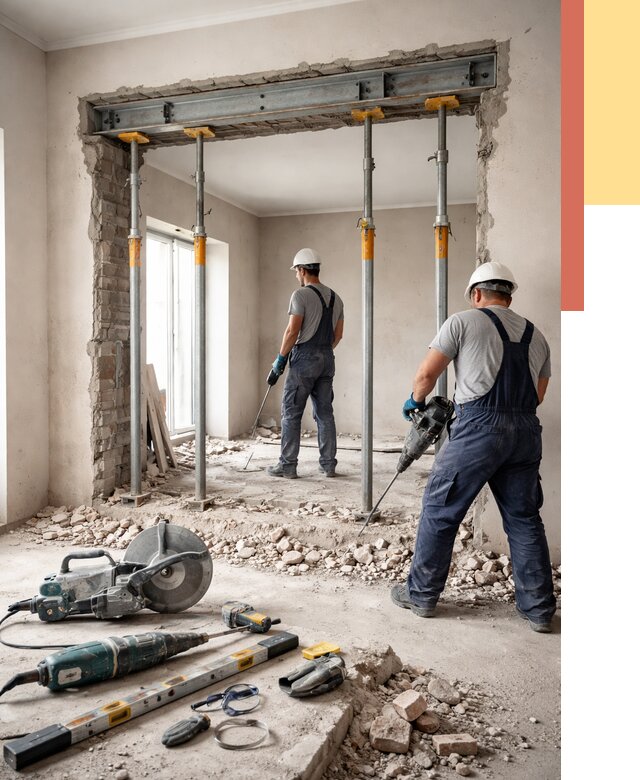 Прорезка проема в стене в Кохме от 4675 руб. — быстро и недорого | ОТДЕЛОЧНИК-Кхм