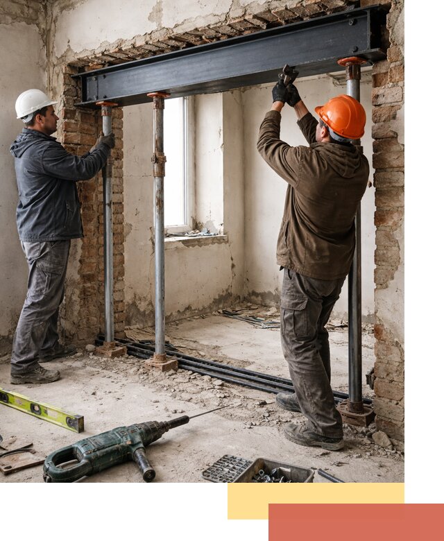 Усиление проема в стене в Кохме для расширения и безопасности