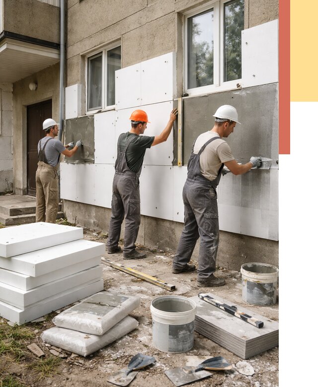 Утепление стен пенопластом в Кохме от 1818 руб. — недорого и под ключ | ОТДЕЛОЧНИК-Кхм