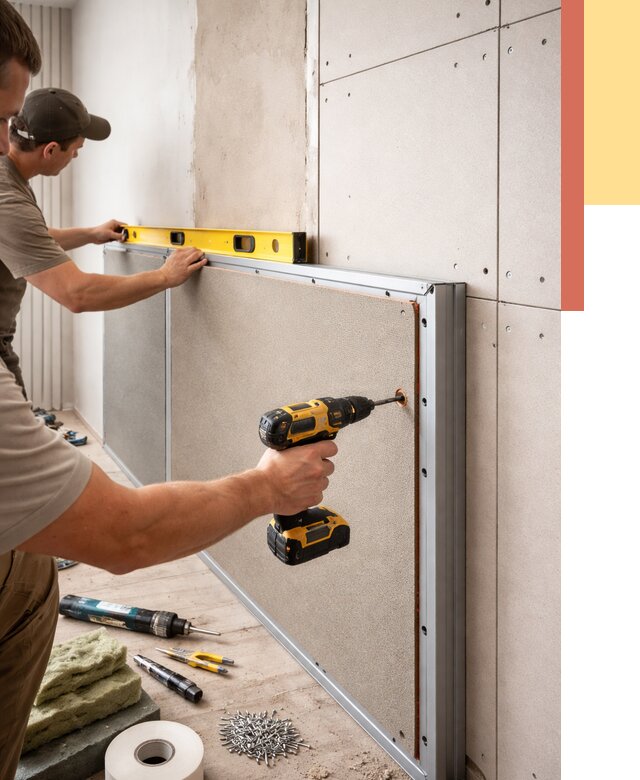 Шумоизоляция стен панелями ЗИПС в Кохме от 2285 руб./м² под ключ | ОТДЕЛОЧНИК-Кхм