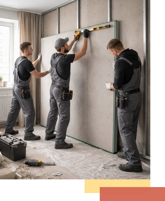 Шумоизоляция стен панелями ЗИПС в Кохме для жилых и коммерческих помещений