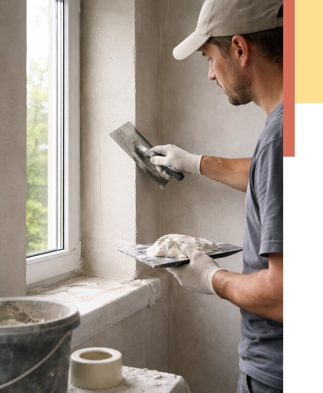 Штукатурка откосов в Кохме от 4675 руб/м² — услуги и выравнивание под ключ | ОТДЕЛОЧНИК-Кхм