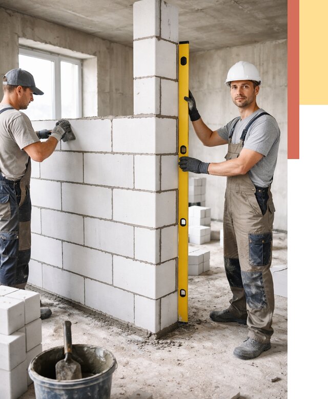 Кладка перегородок из пеноблока в Кохме от 1870 руб. под ключ | ОТДЕЛОЧНИК-Кхм