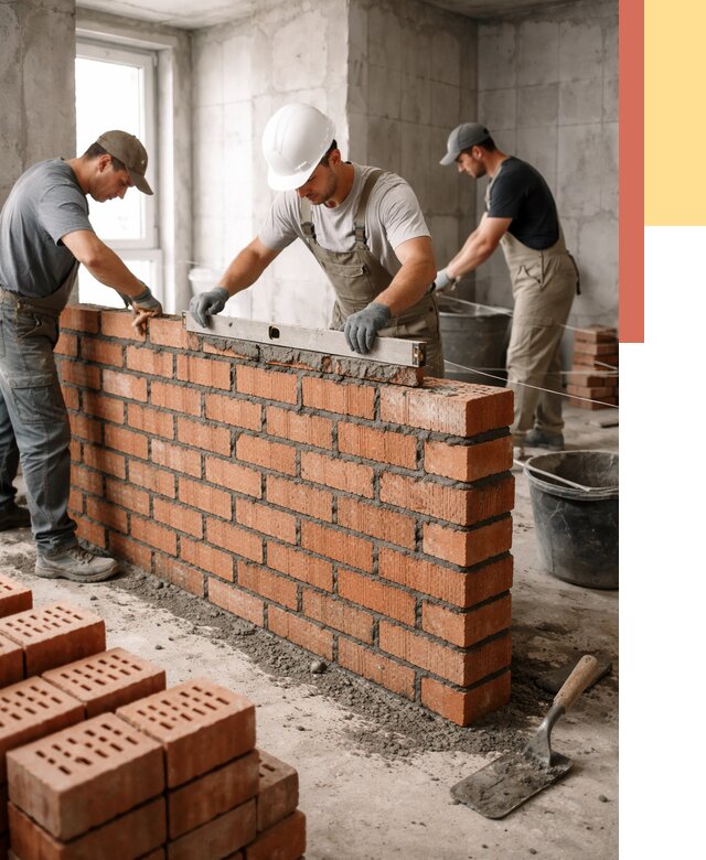 Кладка перегородок из кирпича в Кохме от 3636 руб. за м² | ОТДЕЛОЧНИК-Кхм