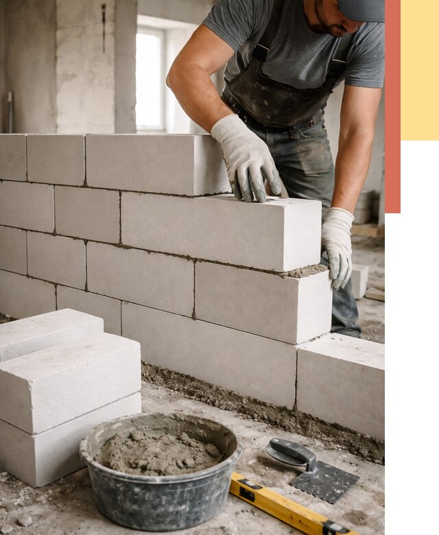 Кладка перегородок из силикатного блока в Кохме от 4155 руб. под ключ | ОТДЕЛОЧНИК-Кхм