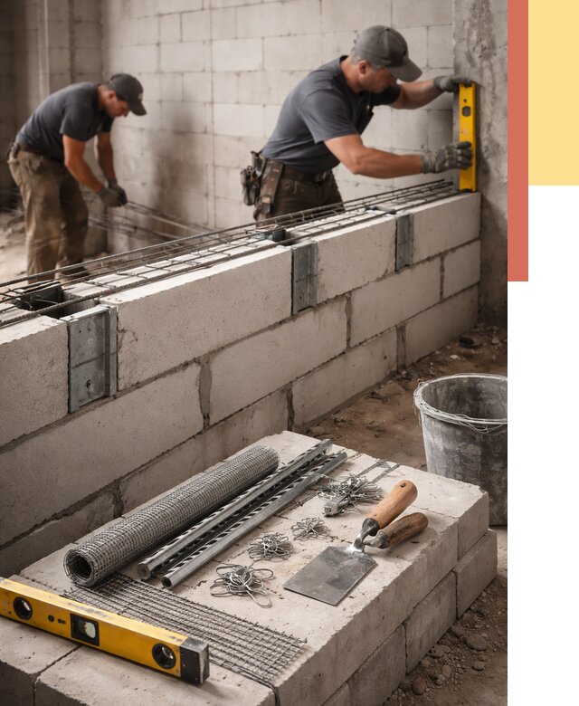 Армирование кладки перегородок в Кохме от 779 руб. под ключ | ОТДЕЛОЧНИК-Кхм