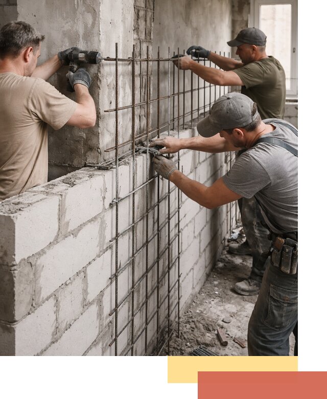 Армирование кладки перегородок в Кохме профессионально и надёжно