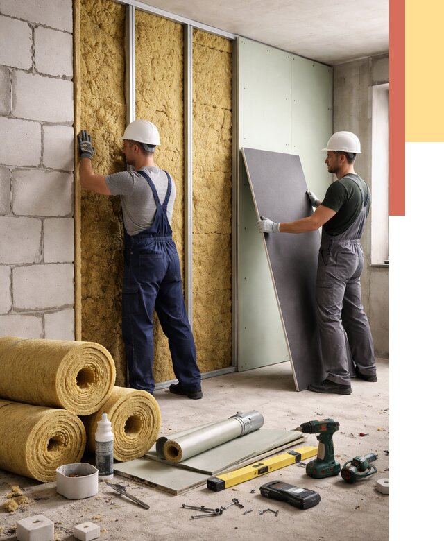 Шумоизоляция перегородок из блоков в Кохме от 1922 руб./м² — быстро и недорого | ОТДЕЛОЧНИК-Кхм