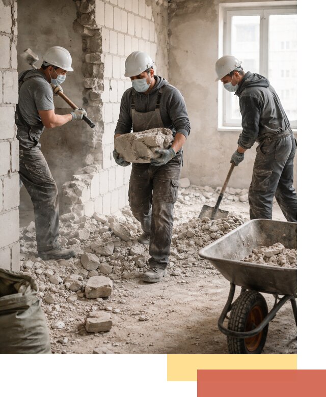 Демонтаж блочных перегородок в Кохме быстро и аккуратно