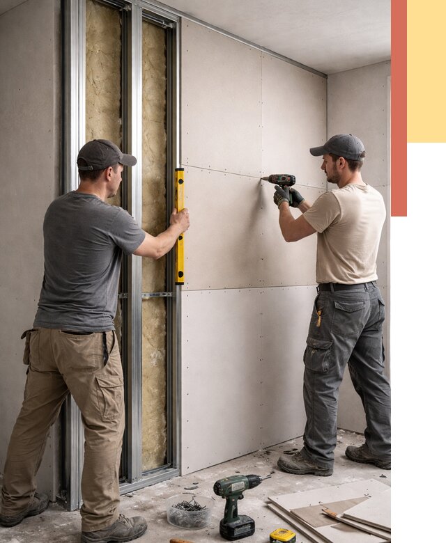 Монтаж двухслойной перегородки из гипсокартона в Кохме от 1506 руб. | ОТДЕЛОЧНИК-Кхм