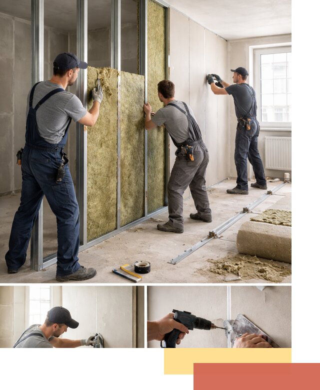 Перегородка из гипсокартона с шумоизоляцией в Кохме — монтаж под ключ