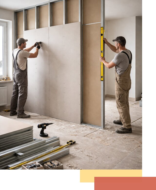 Зонирующая перегородка из гипсокартона под ключ в Кохме