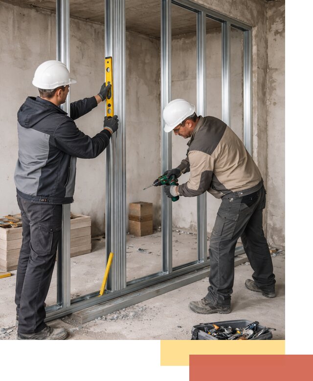 Монтаж каркаса перегородки из профиля в Кохме