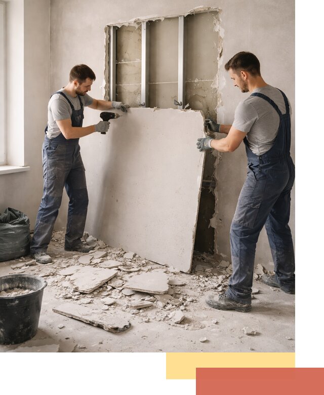 Демонтаж перегородки из гипсокартона в Кохме быстрый и аккуратный