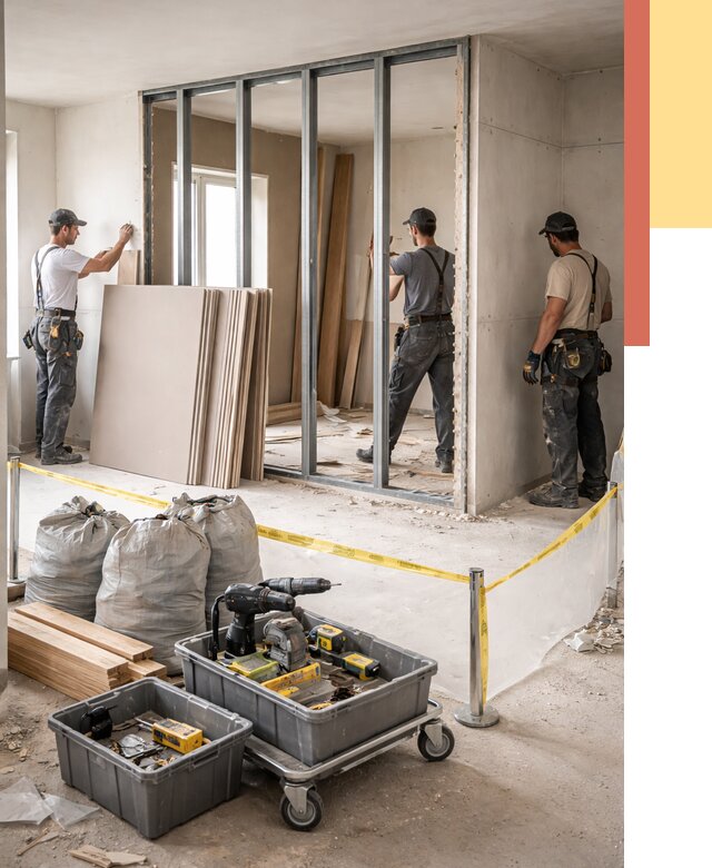 Перенос гипсокартонной перегородки в Кохме под ключ от 4675 руб. | Демонтаж и монтаж – ОТДЕЛОЧНИК-Кхм