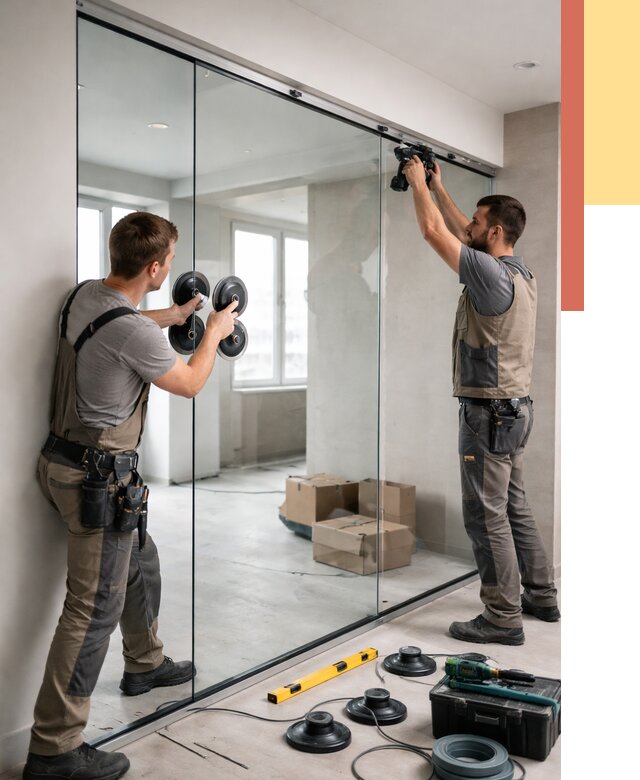 Монтаж стеклянных перегородок в Кохме от 6752 руб. | ОТДЕЛОЧНИК-Кхм