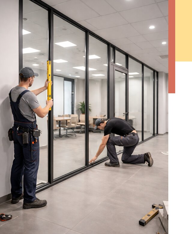 Каркасные стеклянные перегородки в Кохме под ключ от 9557 руб. | ОТДЕЛОЧНИК-Кхм