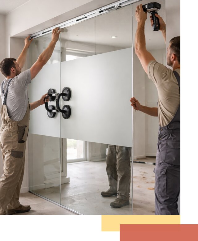 Матовые стеклянные перегородки под ключ в Кохме