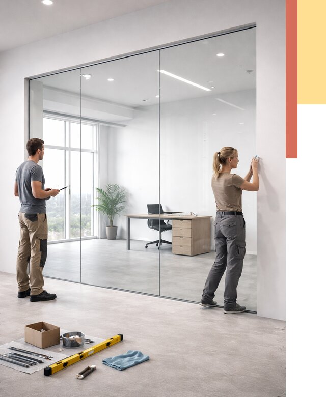 Перегородки из закаленного стекла в Кохме от 9869 руб. под ключ | ОТДЕЛОЧНИК-Кхм