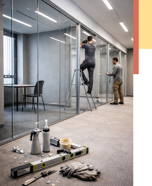 Стеклянные офисные перегородки в Кохме от 8830 руб. — монтаж и установка | ОТДЕЛОЧНИК-Кхм