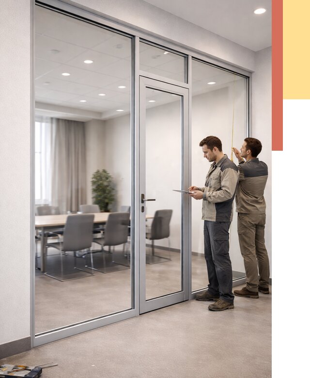 Установка и монтаж алюминиевых перегородок со стеклом в Кохме от 8518 руб. | ОТДЕЛОЧНИК-Кхм