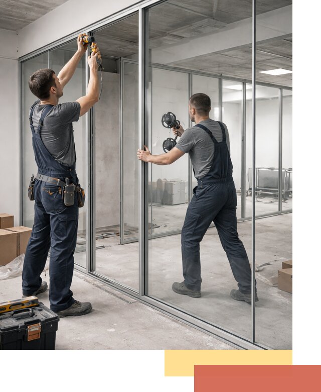 Алюминиевые перегородки со стеклом в Кохме — изготовление и монтаж