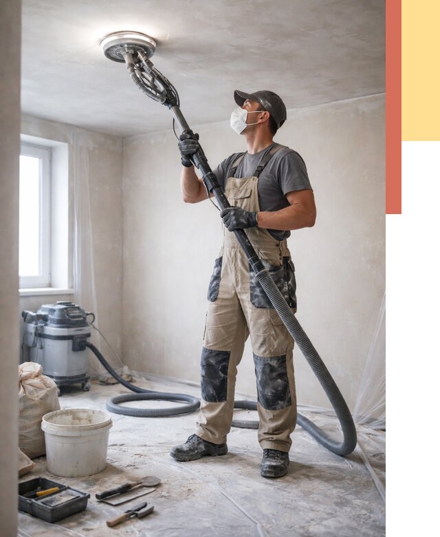 Шлифовка потолка в Кохме от 3636 руб. — услуги шлифования потолка | ОТДЕЛОЧНИК-Кхм