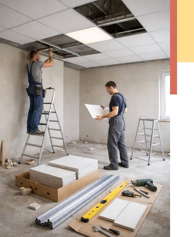 Монтаж потолка армстронг в Кохме от 4675 руб/м2 — быстрая установка под ключ | ОТДЕЛОЧНИК-Кхм