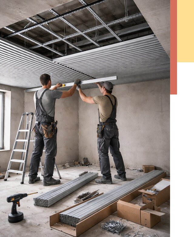 Монтаж реечного потолка в Кохме от 4675 руб. под ключ | ОТДЕЛОЧНИК-Кхм