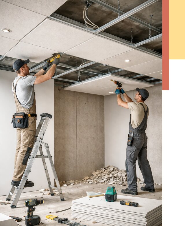 Монтаж акустического потолка в Кохме от 6752 руб/м2 — быстро и недорого | ОТДЕЛОЧНИК-Кхм